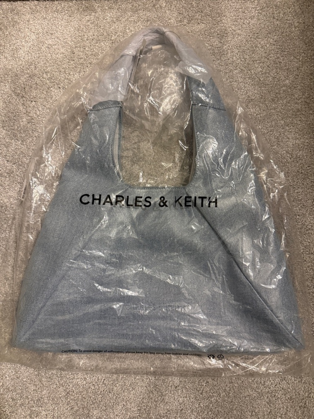 CHARLES & KEITH Pale Blue Denim Hobo Bag